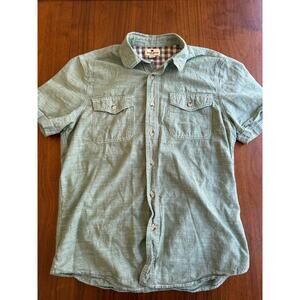 Woolrich Men's Short Sleeve Button Down Green Shirt - Size M